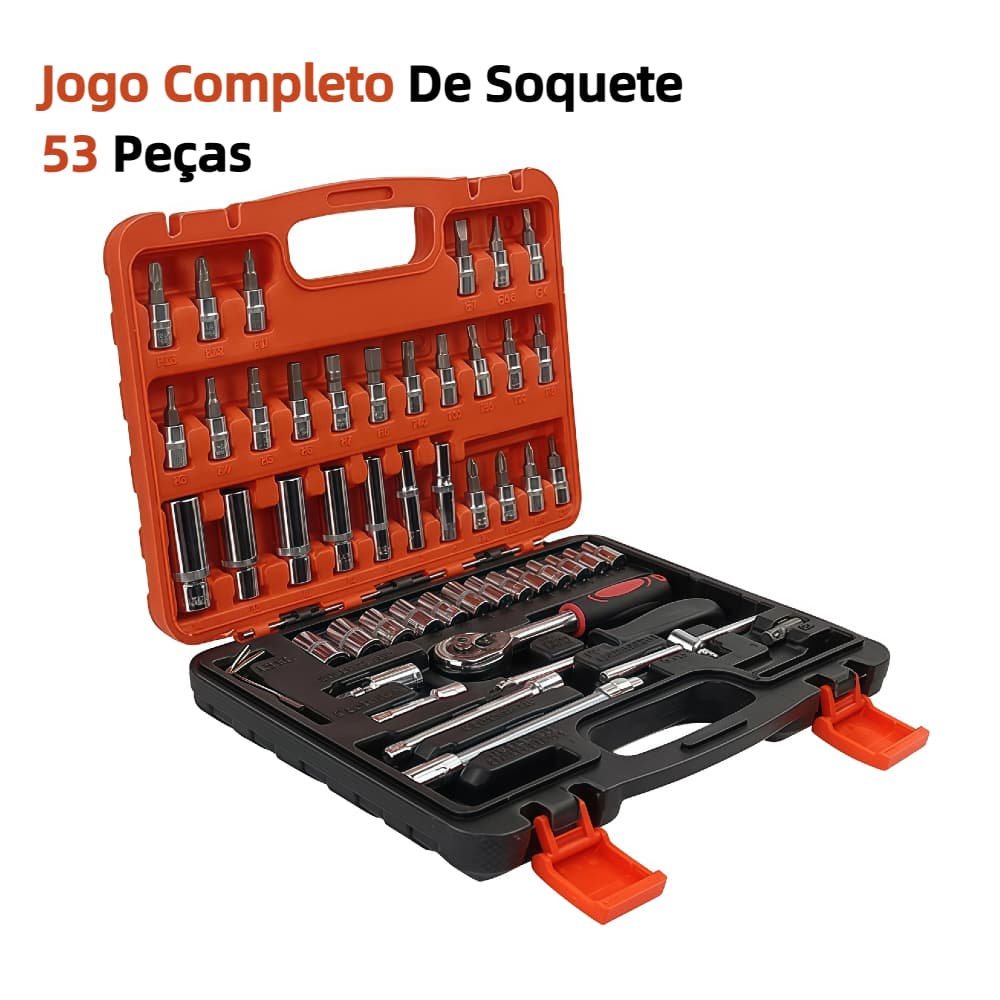 Kit Jogo 53 Peças Completo Bits Catraca Kit Ferramentas
