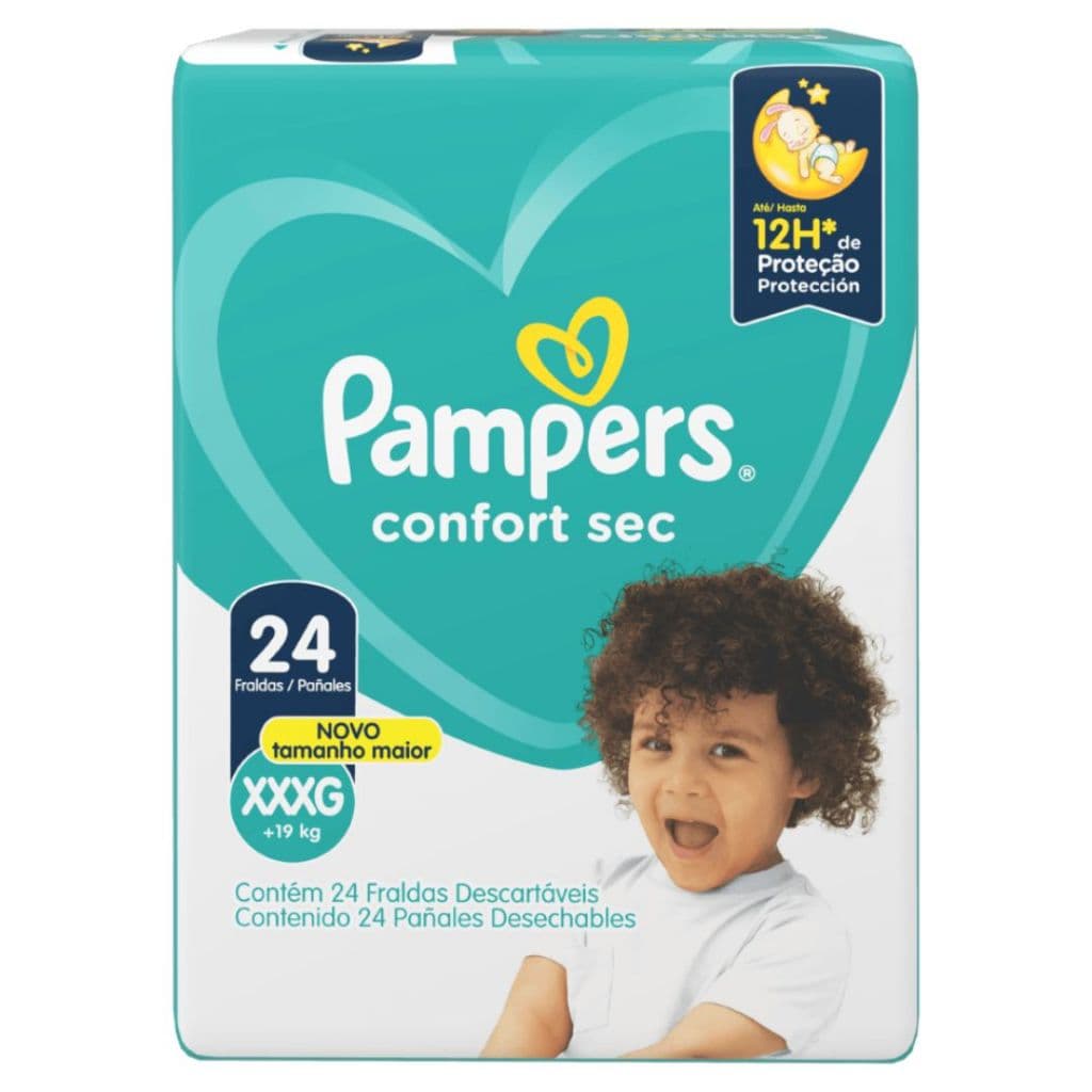 Fralda Pampers com 24un - XXXG Confort Sec  – Ideal para Bebês Maiores | Frete Rápido