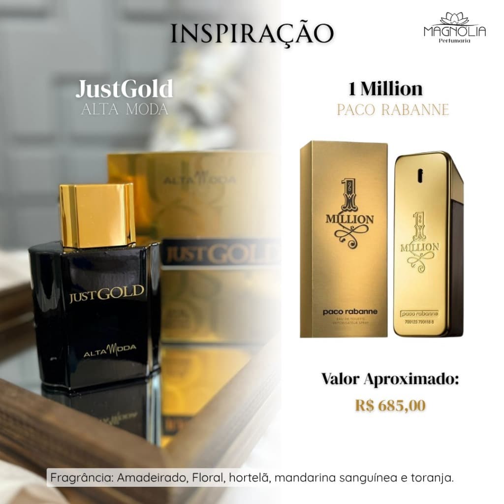 Perfume Just Gold - Perfume Masculino Importado Fragrância Internacional Marca Alta Moda 61328