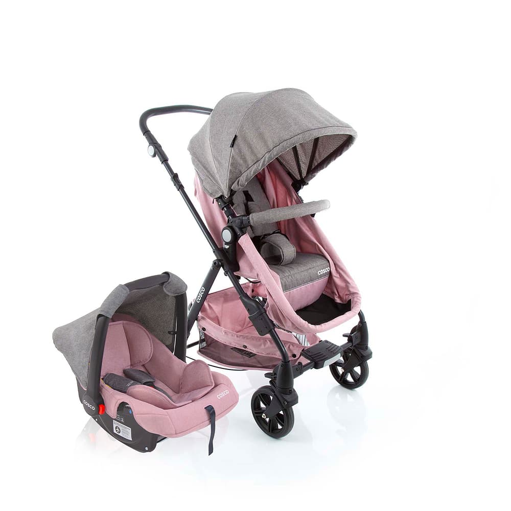 Carrinho de Bebe com Bebê Conforto Cosco Kids Poppy 3.0 Travel System Rosa