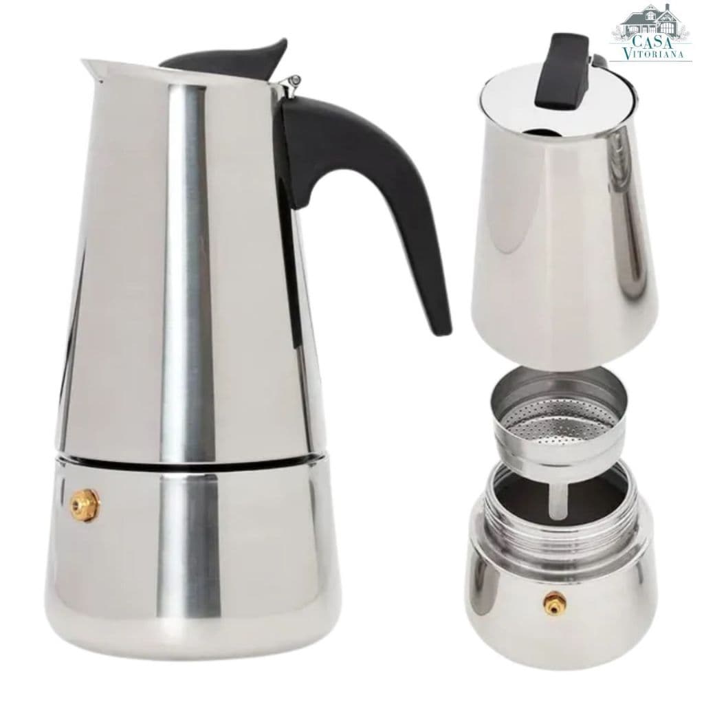 Cafeteira Italiana Inox 200 ml – Tradição, Elegância e Café Expresso com Sabor Intenso
