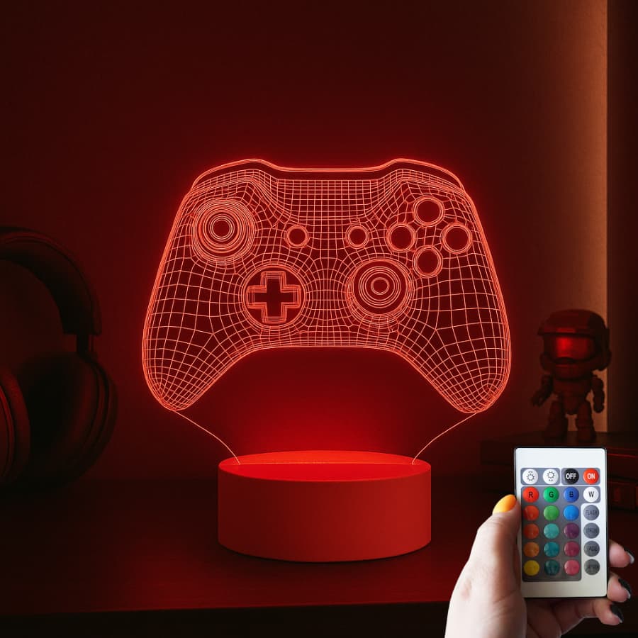 Luminária Controle de Videogame LED 3D Abajur Gamer de Mesa Presente Criativo Decoração Gamer