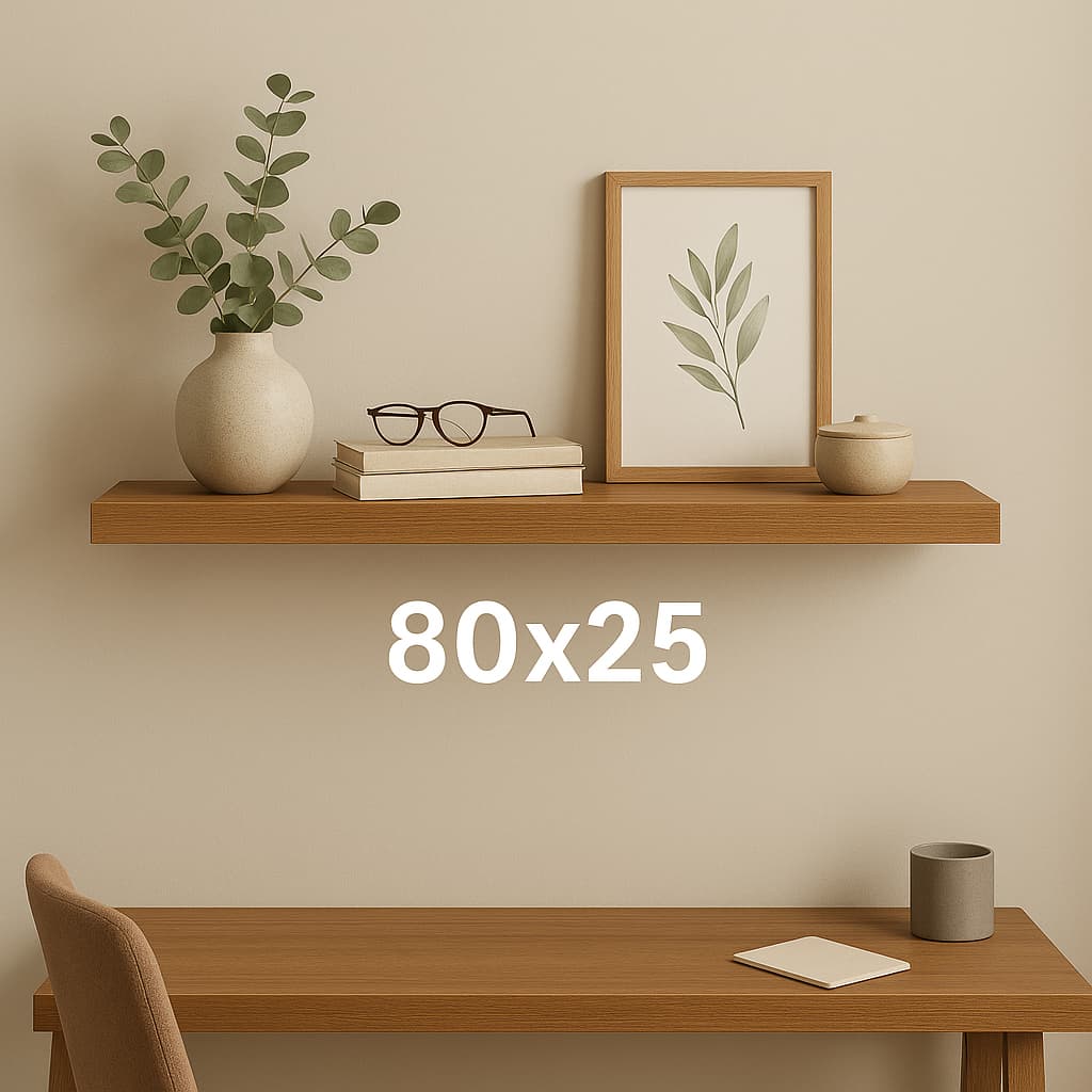 Prateleiras Parede 80x25cm em MDF 25mm Freijó Suporte Invisível Decoração quarto sala escritório