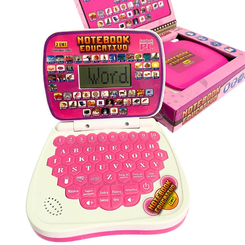 Computador Notebook Laptop Infantil Educativo 2 em 1 Inglês/Português Menino Menina Criança