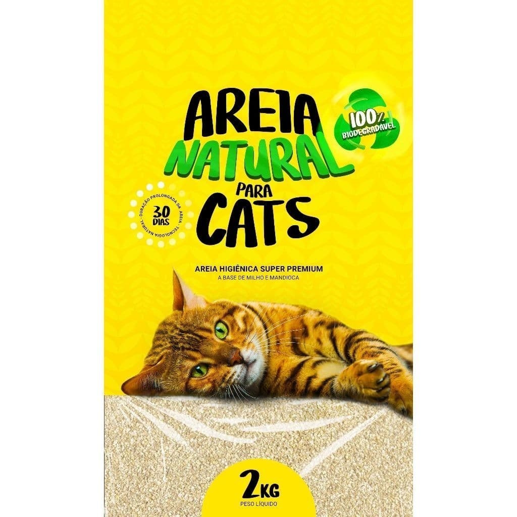 Areia Sanitária Higiênica Biodegradável Milho E Mandioca Para Gatos 2 Kg - Tiger Cats