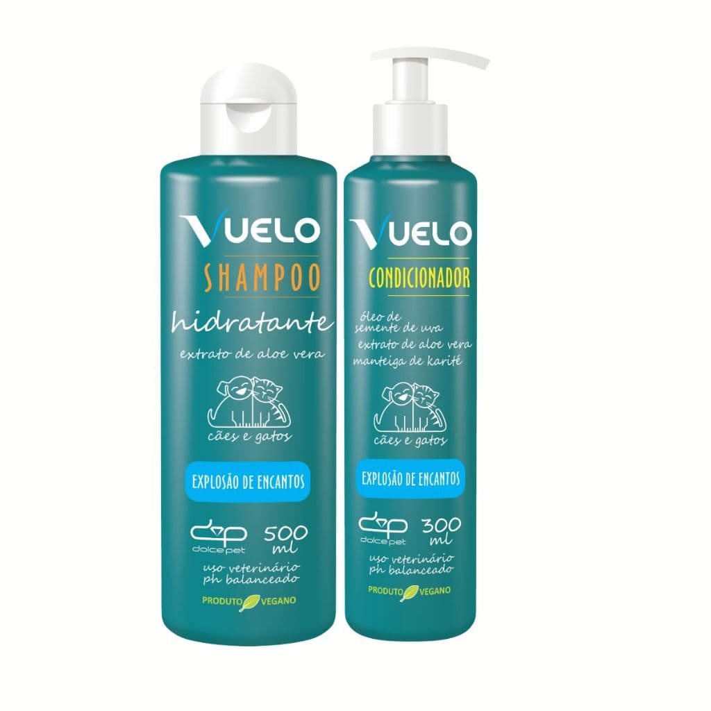 Kit Shampoo Hidratante + Condicionador Explosão de Encantos Vuelo Dolce Pet Cães e Gatos