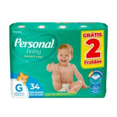 Fralda descartável Personal Baby Mega G 34 unid. Descartável Infantil