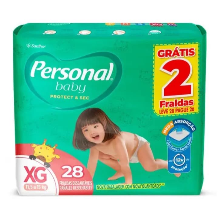 Fralda descartável Personal Baby Protect XG 28unid. Descartável Infantil