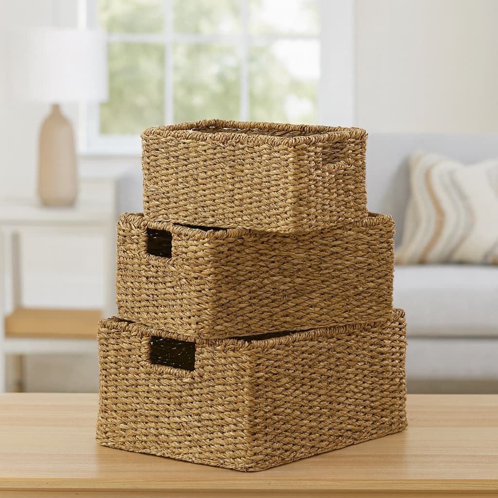 Conjunto com 3 Cestos Cachepot Organizador Quarto Sala Banheiro Decoração