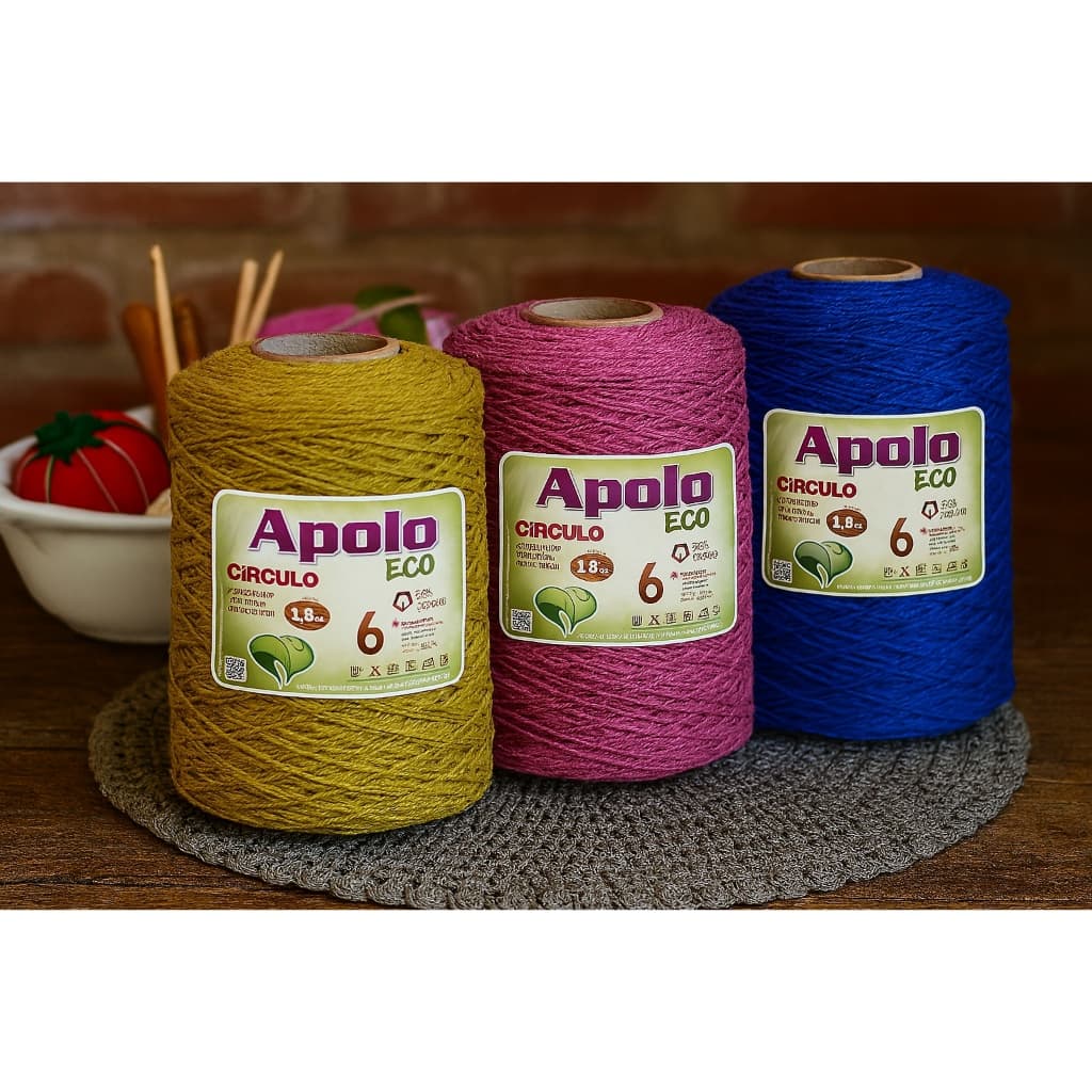 Barbante Apolo Fio 6 Big 1,8kg Círculo – Ideal para Crochê, Tricô, Tapeçaria e Artesanato, fio