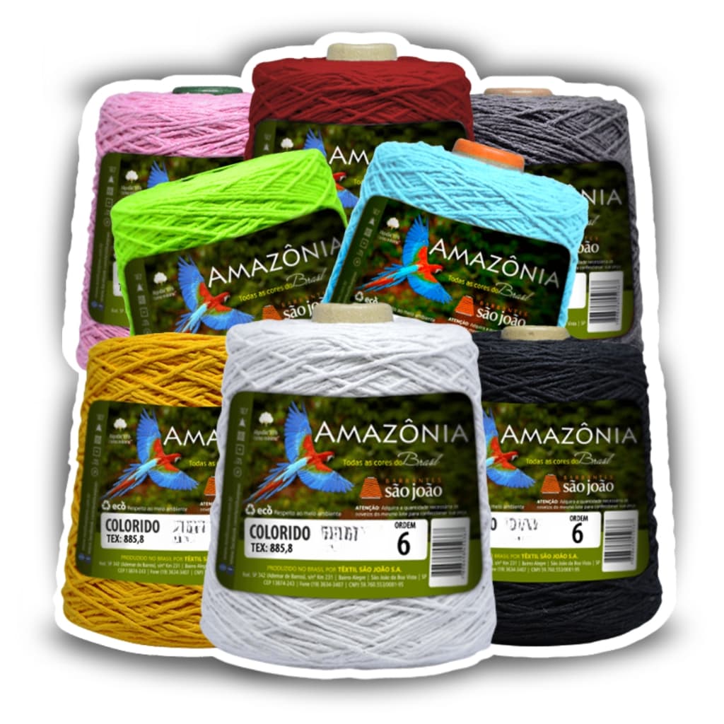 Barbante Amazônia Fio 6 600g São João | Ideal para Crochê e Tricô | Cores