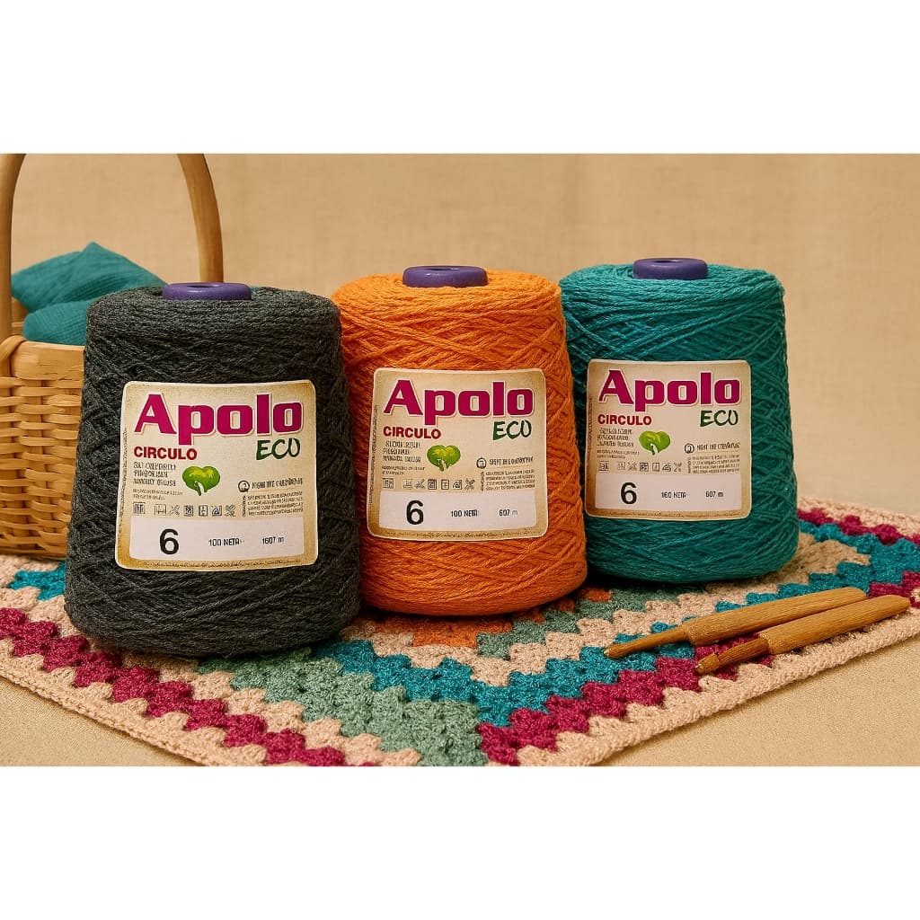 Barbante Apolo 6 1kg Círculo - Ideal para Crochê, Tricô e Artesanato - Diversas Cores