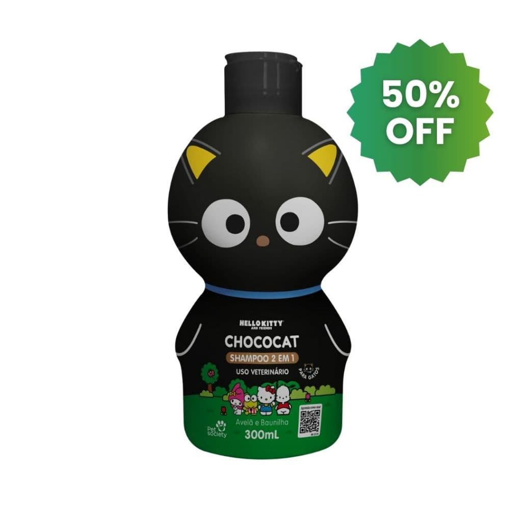 Shampoo 2 em 1 Para Gatos Hello Kitty Chococat Com Fragrância de Chocolate 300mL