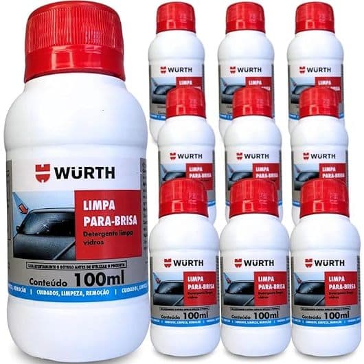 Kit 10 Limpa Vidro e Parabrisa Concentrado Carro Box Fachadas  Wurth 100ml