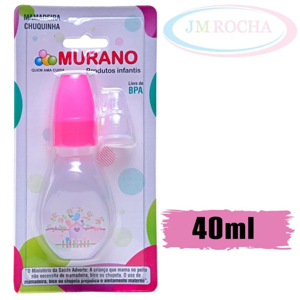Mini Mamadeira Chuquinha 40ml Murano| Bico de Silicone Macio | Ideal para Água e Suco |Envio Imediato | Cores Divertidas