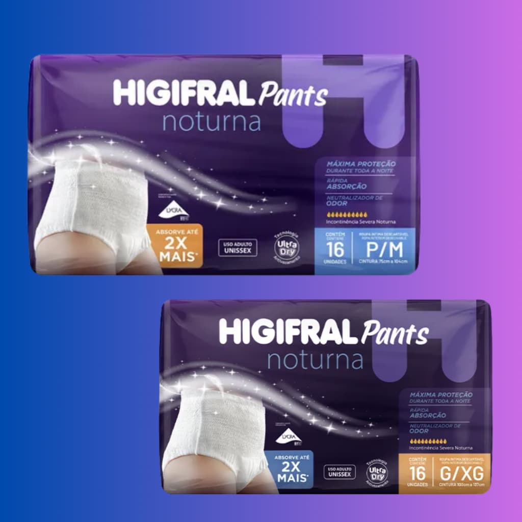 FRALDA GERIATRICA HIGIFRAL PANTS NOTURNA 16 und (P/M OU/XG)