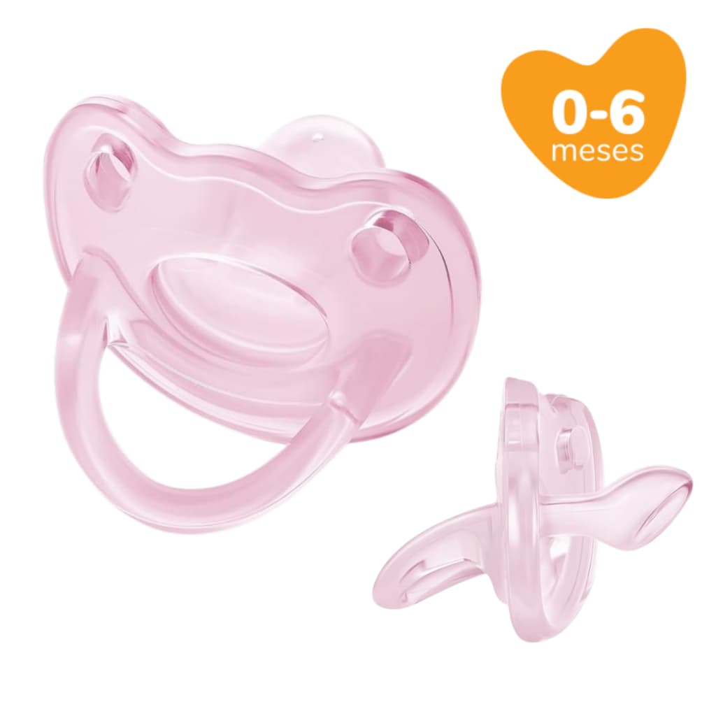 Chupeta Lillo Menina 100% Silicone para Bebê 0-6 meses com Alça Macio e Flexível Rosa