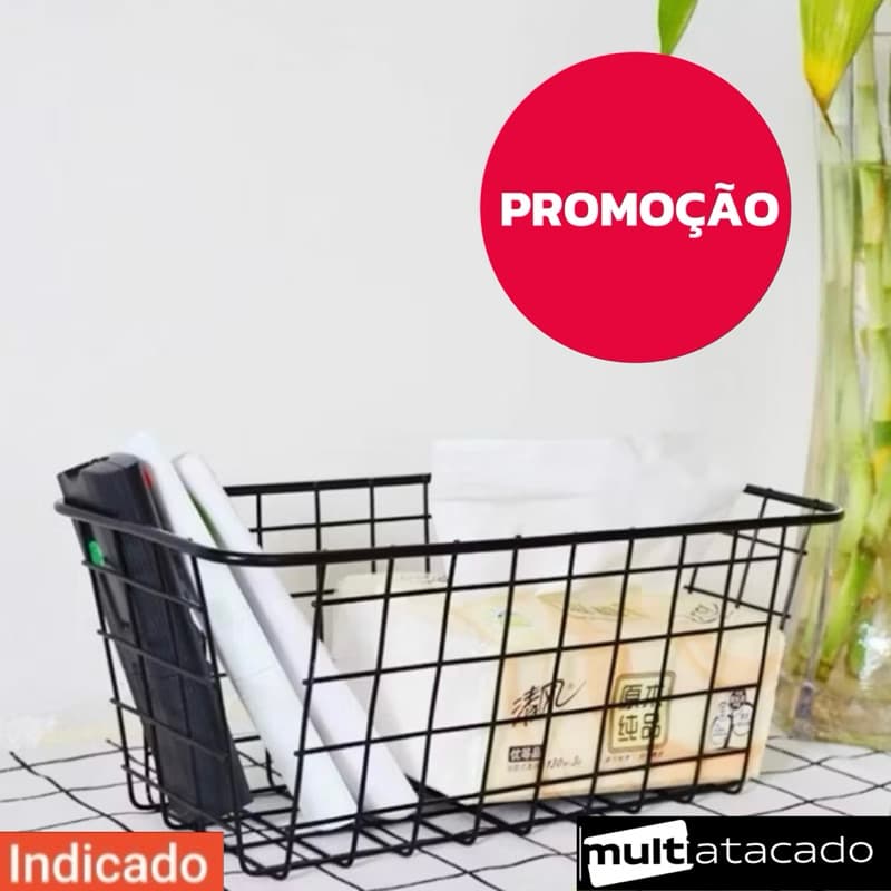 Cesta Armazenamento Metal Prateleira ArmarioNicho Cesto Multiuso Organizador  Aramado Fruteira
