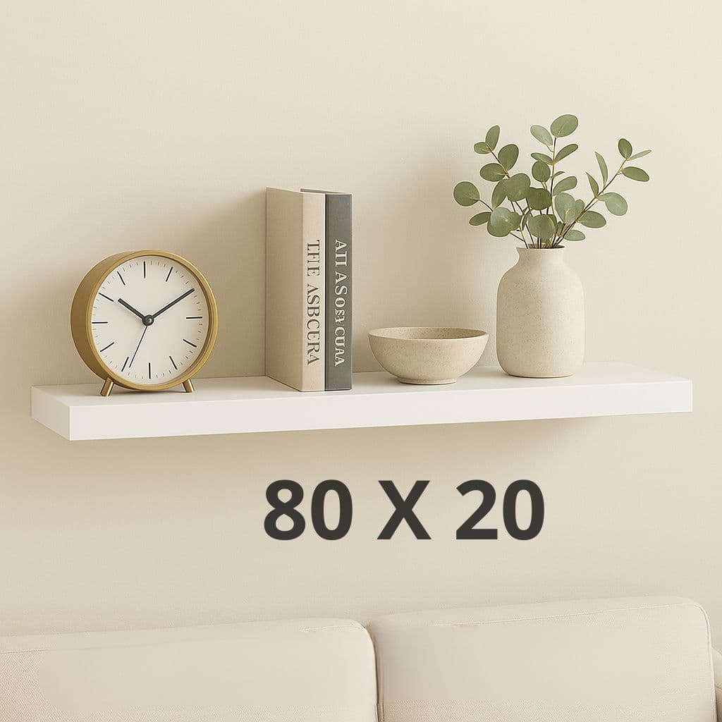 Prateleiras Parede 80x20cm em MDF 25mm Branco Suporte Invisível Decoração quarto sala escritório