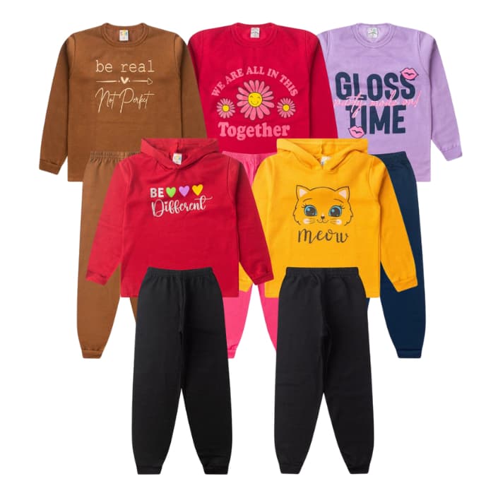 Kit Moletom infantil Menina | Moletom Bebe ao Juvenil TAM 01 a 14 | Moletom Inverno Quentinho