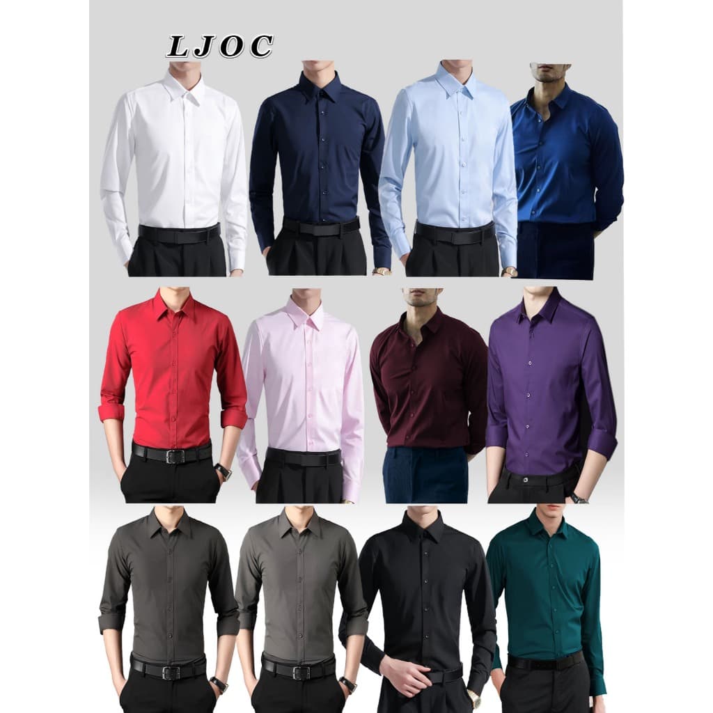 KIT2  Importar Camisa Social Masculina Manga Comprida Escritório casual Slim Fácil