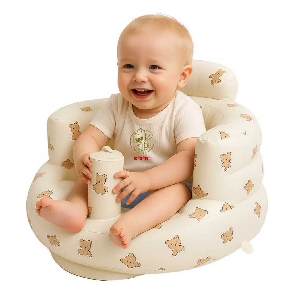 Assento Inflável Sofá Bebê Cadeira Portátil PVC 3 A 36 Meses Apoio Alimentação Segura Antiqueda