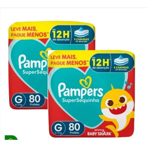 Kit Fralda Pampers Supersec Tam G Com 2 Pacotes.