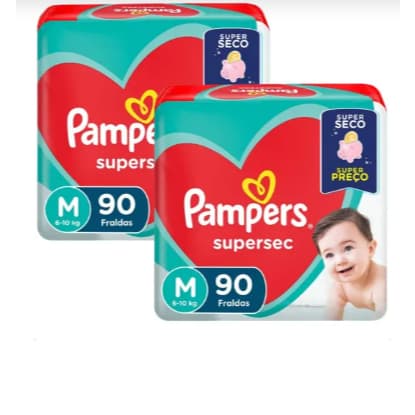 kit fralda Pampers Supersec Fraldas Descartáveis M 90 2 und