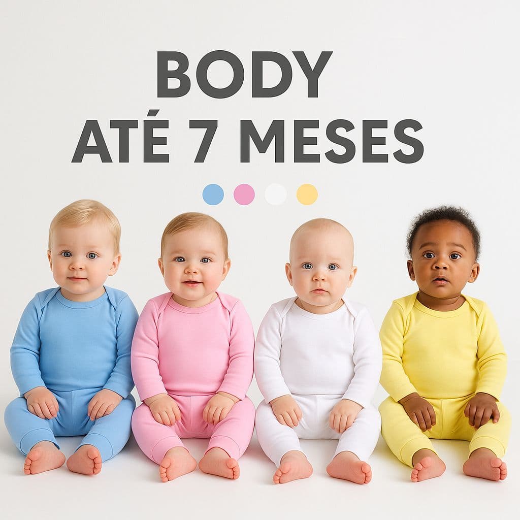 Body Manga Longa + Mijão Bebê Neutro Menino Menina Infantil Bebe Neutra Enxoval Mijao