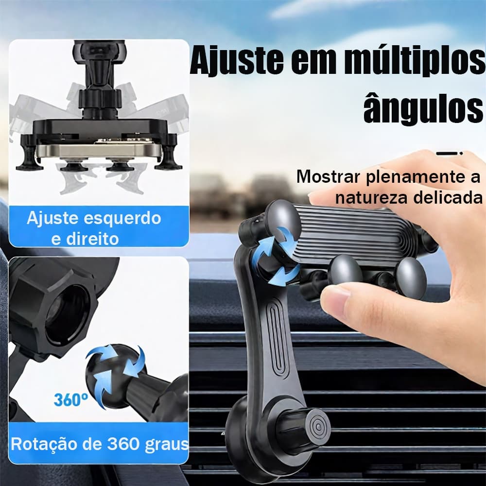Suporte de Celular Universal para Carro – Rotação de 360°, Suporte Multifuncional, Estável para Operação com uma Mão