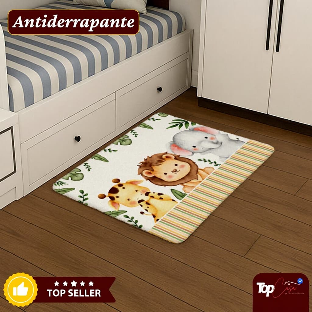 Tapete Infantil Antiderrapante 50x65 - Decoração p/ Quarto, Bebê, Brinquedoteca, Sala de Aula