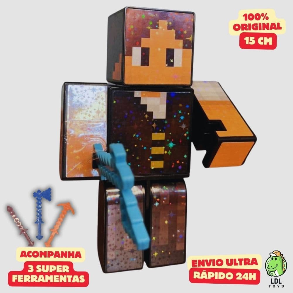 Boneco JazzGhost 15cm Articulado Acompanha 3 Ferramentas + 1 Chaveiro Youtuber Algazarra