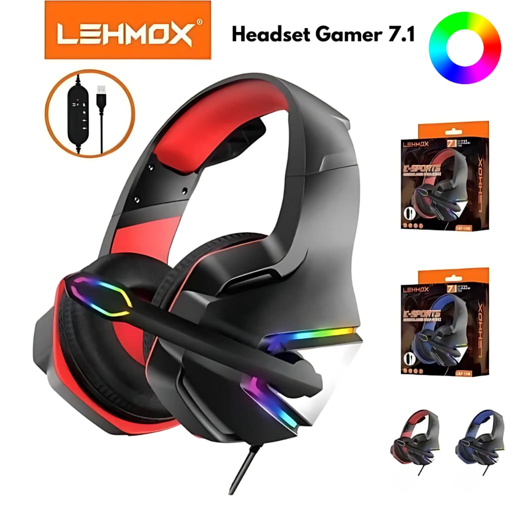 Headset Gamer Surround 7.1 RGB Com Fio USB Microfone Ajustavel Fone De Ouvido Jogos PS4 PC Notebook
