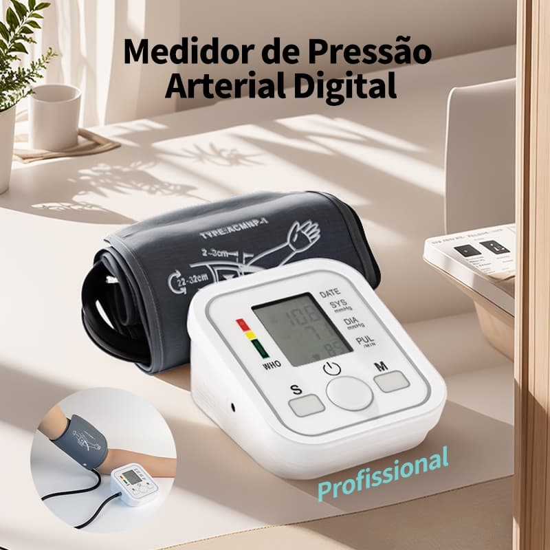 Medidor de pressão arterial digital braço aparelho de pressao arterialprofissional esfigmo manômetro portátil monitor