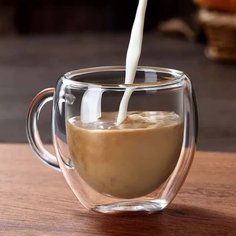 Xícara Caneca de Parede Dupla 110ml Resistente ao Calor Café Chá Expresso cafeteira vidro duplo Isolante térmico