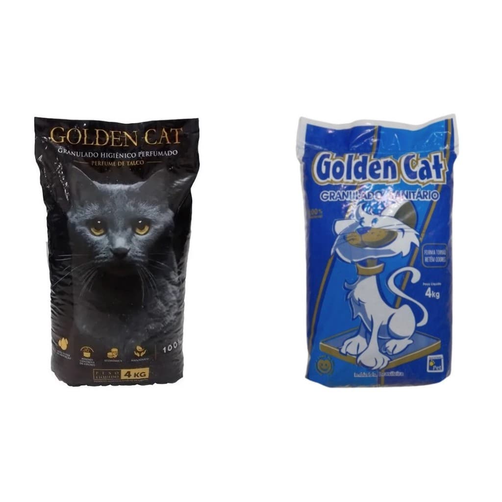 Kit 1 a 5 Pacotes de Areia Sanitária Golden Cat Antiodor Tira Cheiro Gatos Tradicional Com talco