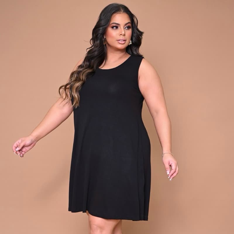 Vestido plus size sem mangas soltinho Viscolycra  Várias Cores verão