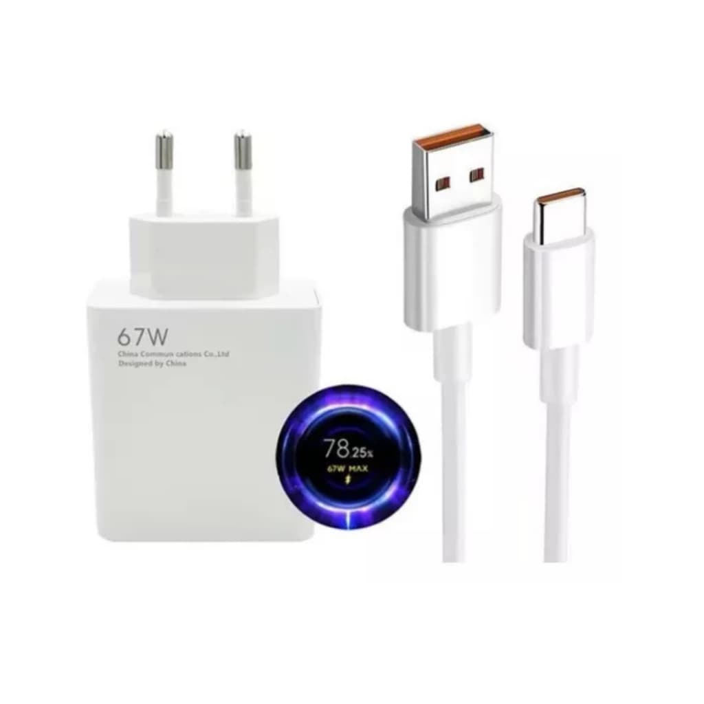 Carregador Xiaomi 67W Turbo com Cabo Tipo-C – Carga Rápida e Segura para Smartphones e Tablets Original