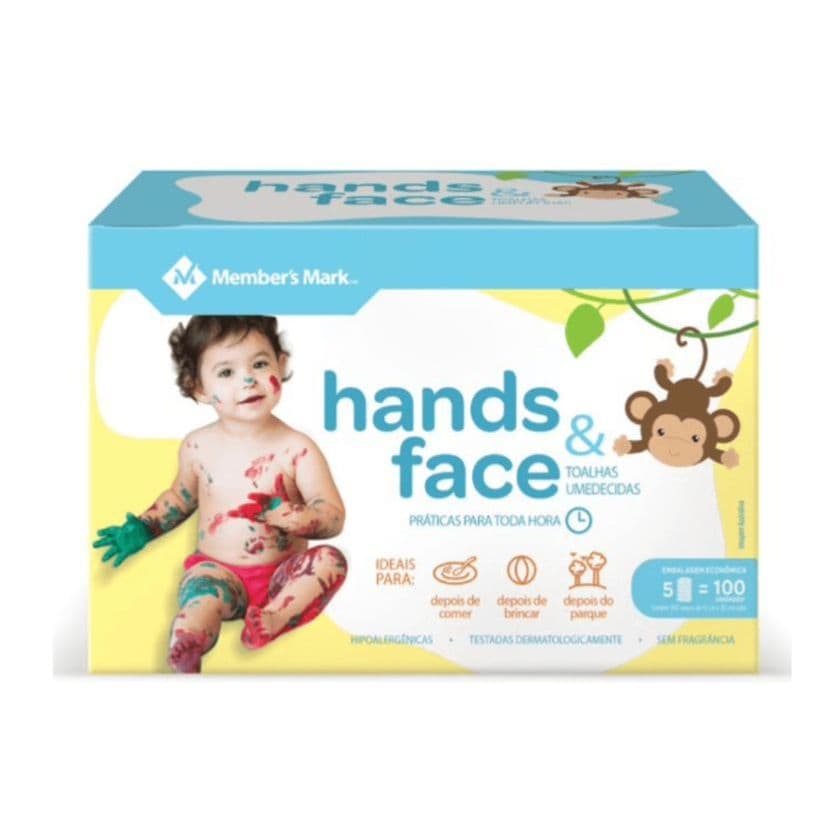 Toalhas Umedecidas Hands & Face Member's Mark Caixa Pack com 5 Pacotes 20 Unidades Cada Embalagem Econômica