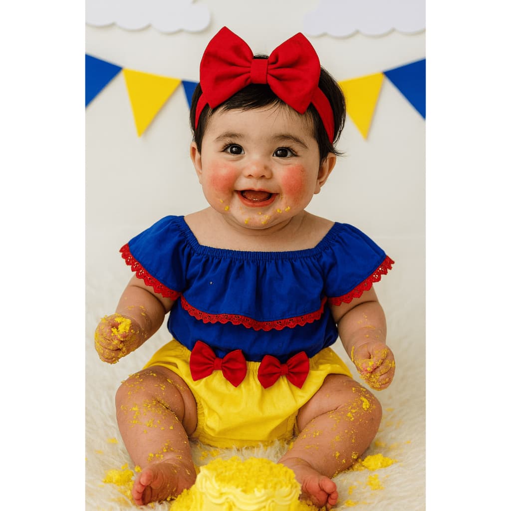 Conjunto Kit Infantil 3 Peças Laço + Top Cropped Ciganinha + Tapa Fralda Calcinha Mesversário Ensaio