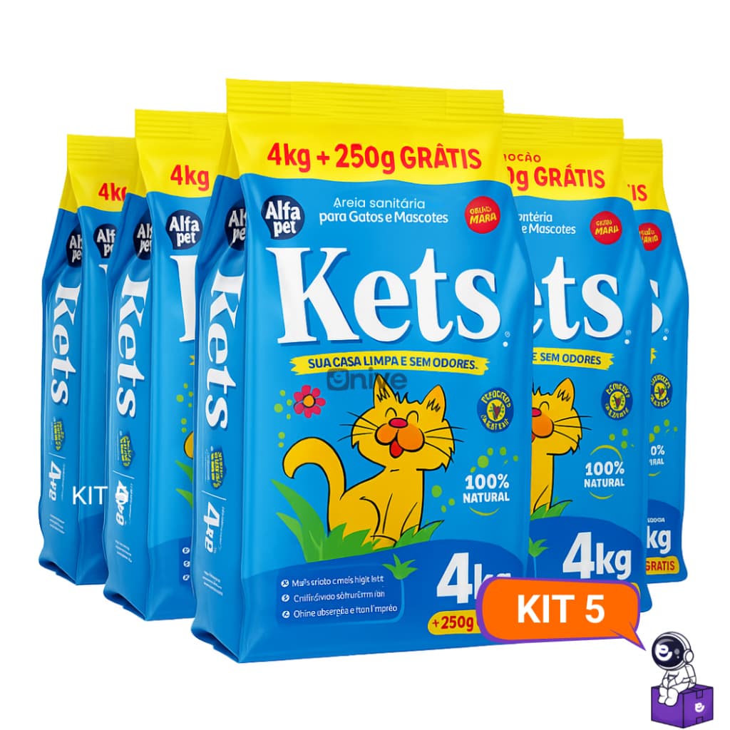 Kit Até 5 Unidades de Areia Higienica Sanitaria Para Gatos Natural Sem Perfume Kets Tradicional