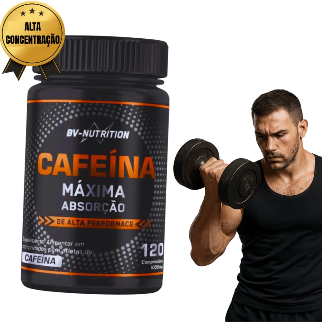 Termogênico Cafeína Pré Treino 120Caps -  Concentração 1000mg Alta Concentração