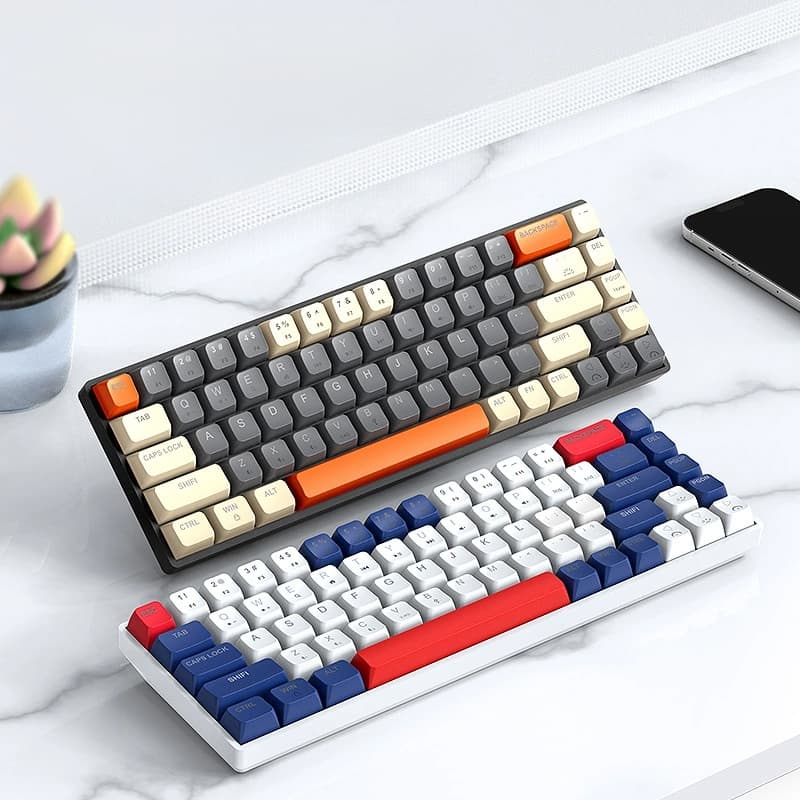 Teclado Gamer e Escritório RGB LED Iluminado com 68 Teclas Mecânicas Compacto P Gamers/Profissionais