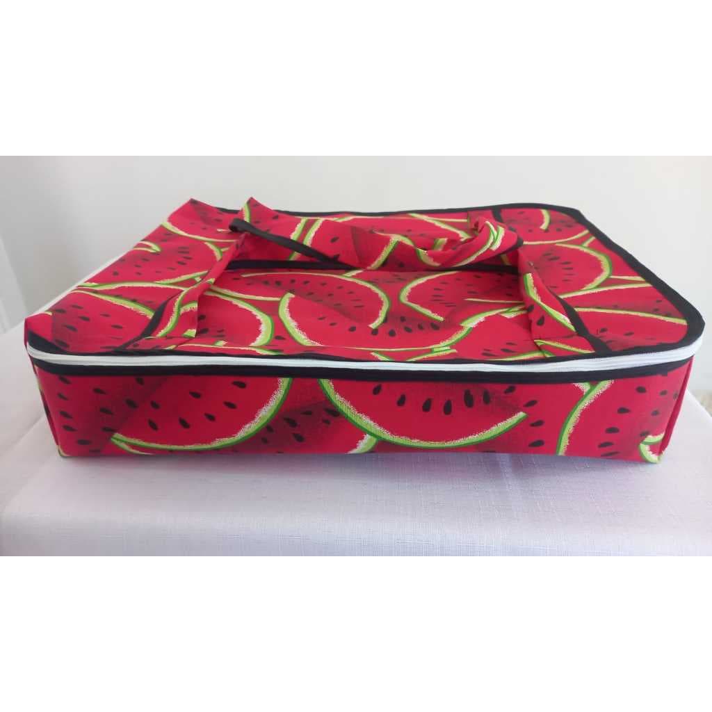 Porta assadeira térmica bolsa estampadas e com zíper e alças envio já