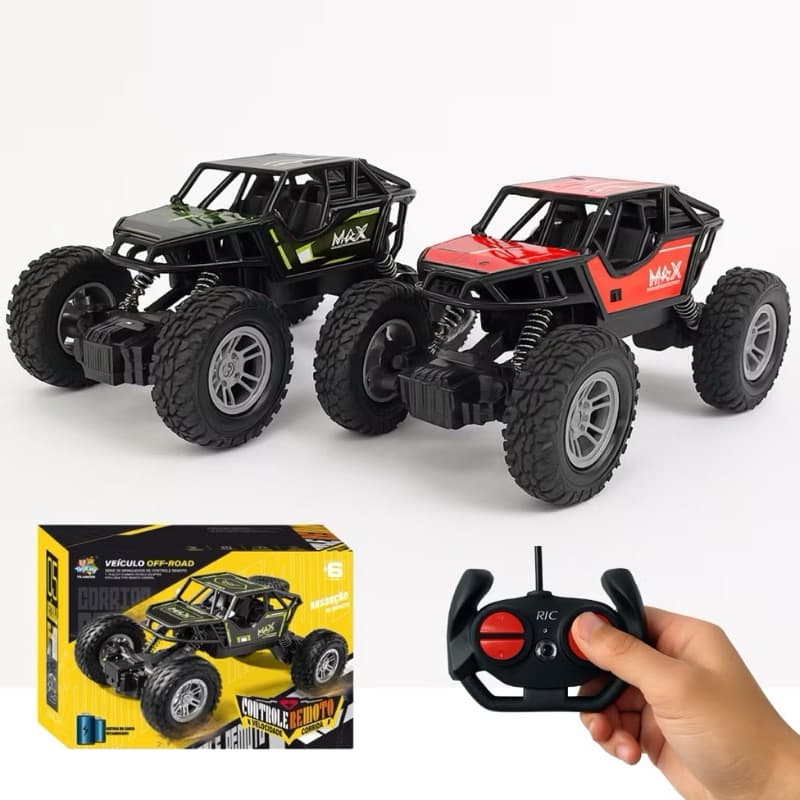 Carrinho de Controle Remoto 4x4 Recarregável USB Off Road Rock