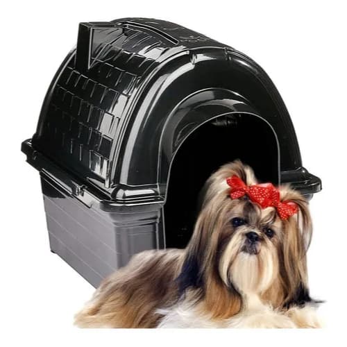 Casa Cachorro Furação Pet Plástico Iglu N2 Preto Casinha Cama Resistente Cão Filhote Desmontável
