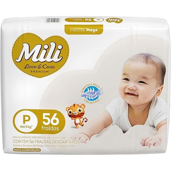 kit 2 pacotes de fralda mili love &care  mega  todos os tamanhos disponíveis P/M/G/XG/XXG fralda de qualidade