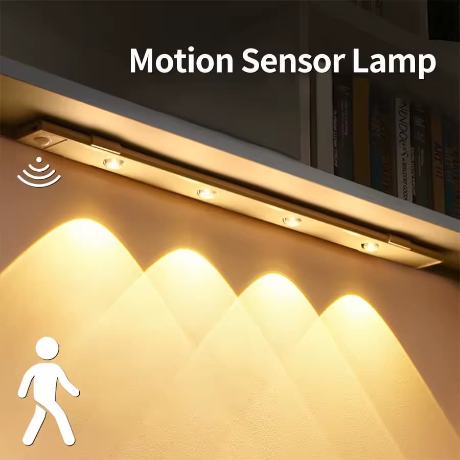 Luminária LED USB 3 cores Regulável Recarregável Com sensor de movimento 60cm -F9