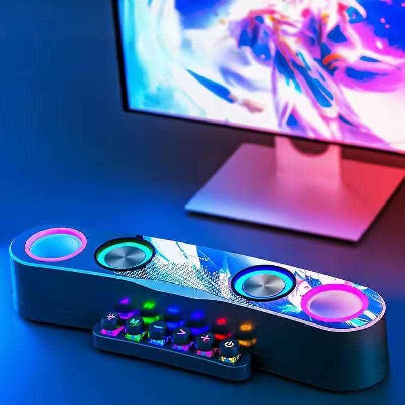 Soundbar Gamer Bluetooth com LED RGB, Alto-Falante para PC, Notebook e TV –USB -C7