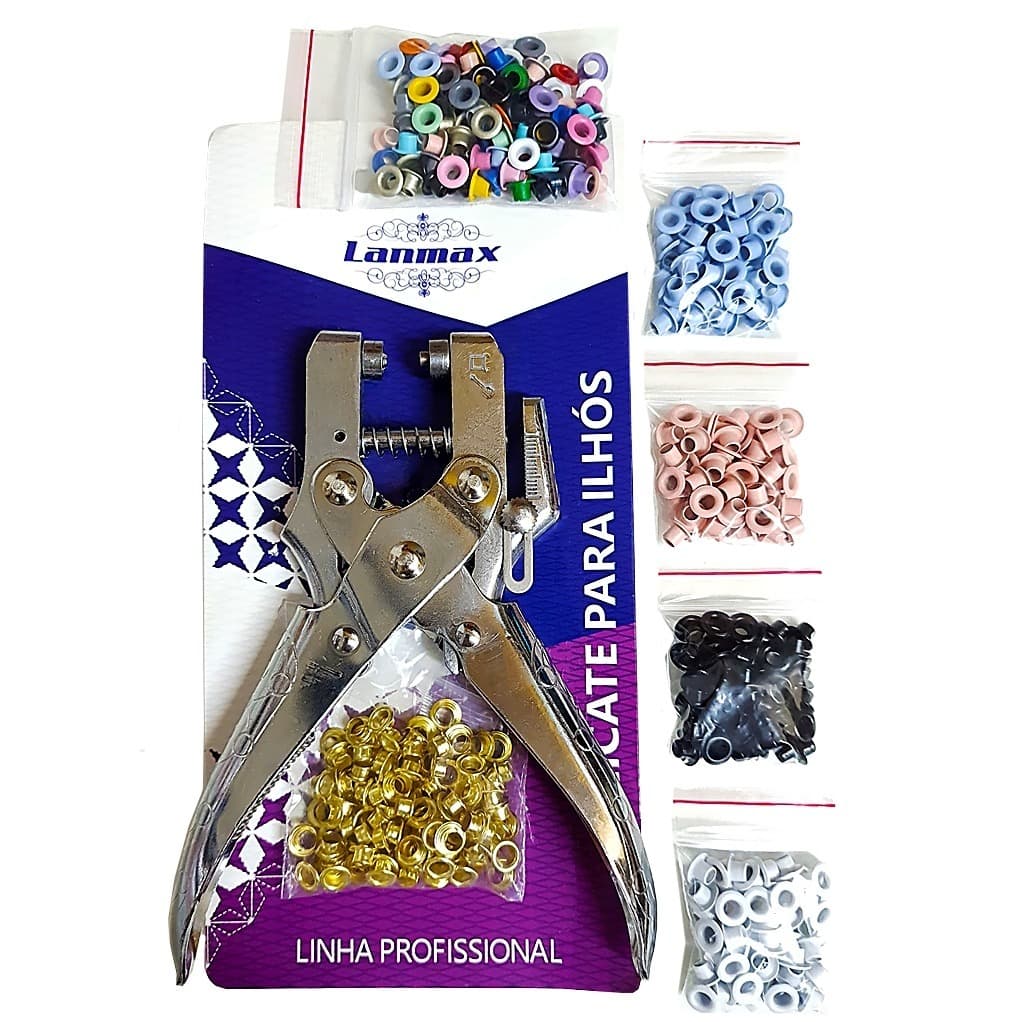 Kit "Alicate" para Aplicar "Ilhós N54" com 500 Unidades - Kit Completo Artesanato e "Encadernaçao"